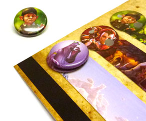 Postcard with 3 button badges 25mm, Unwritten Tales