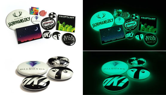 fluorescent button badges