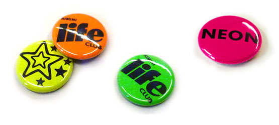 neon button badges